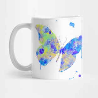 Butterfly Watercolor Painting Blue Purple Lime Mug